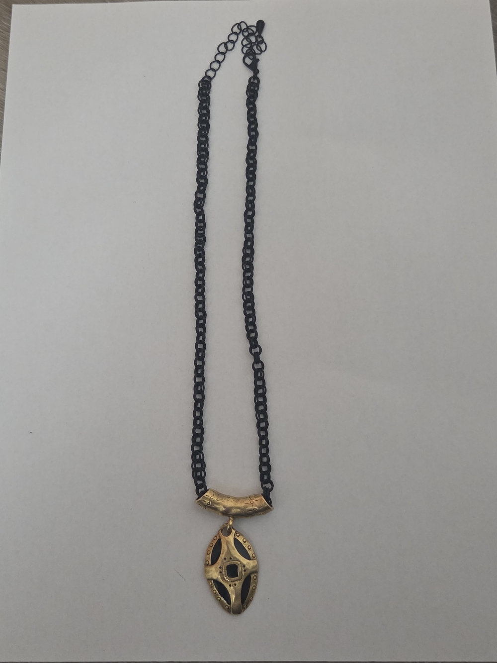 Gold and Black Pendant Necklace - Women's Fashion Jewelry